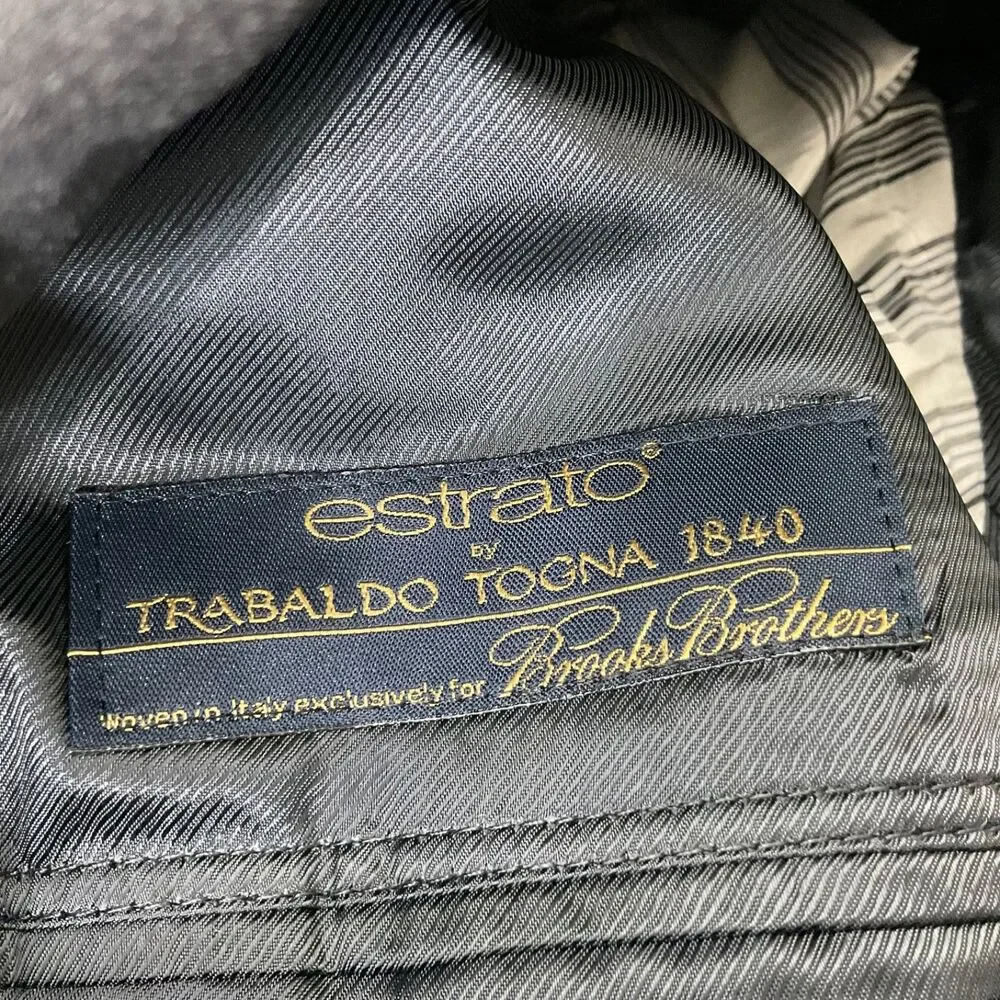 Brooks Brothers Mens  Estrato Trabaldo Togna Blazer Italy 40R Charcoal Black  *